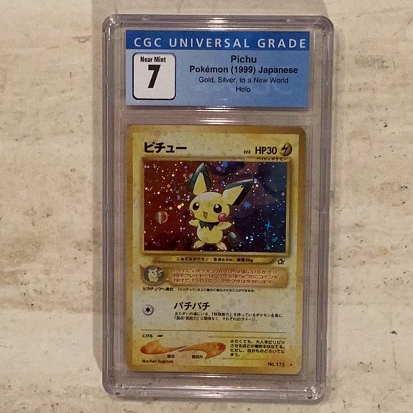 Pokemon Other - Pichu 1999 Pokemon Holo Japanese No. 172 Gold CGC 7 Graded Pokemon Card #172 TCG